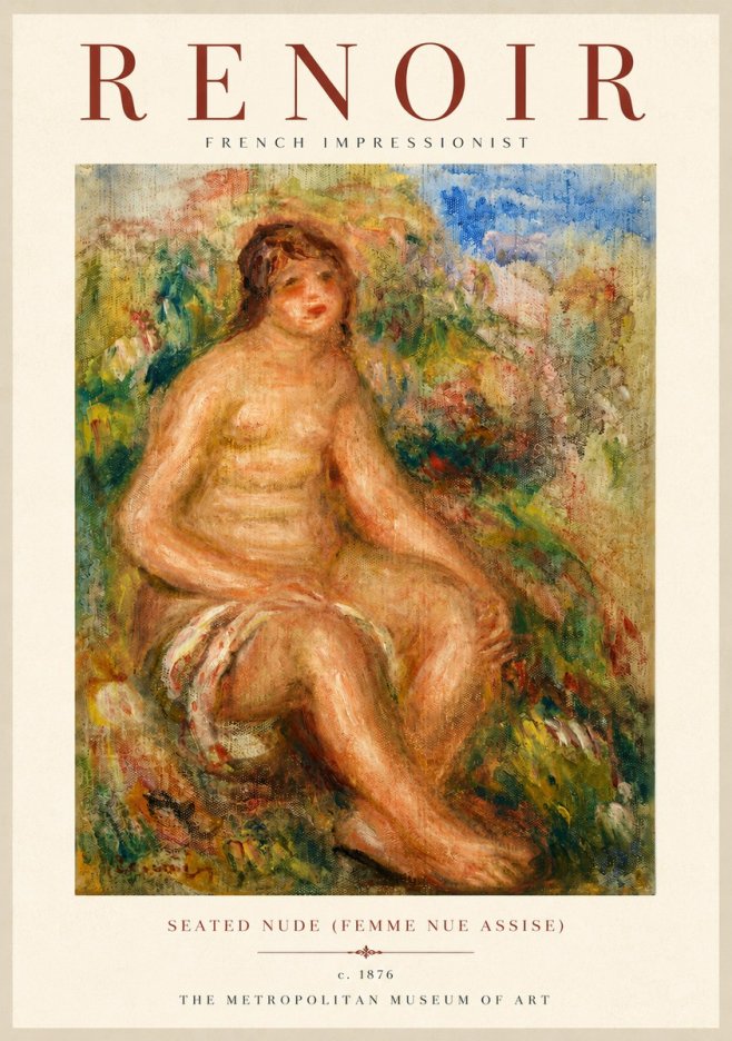 Renoir Seated Nude (Femme Nue Assise) No5 - Poster