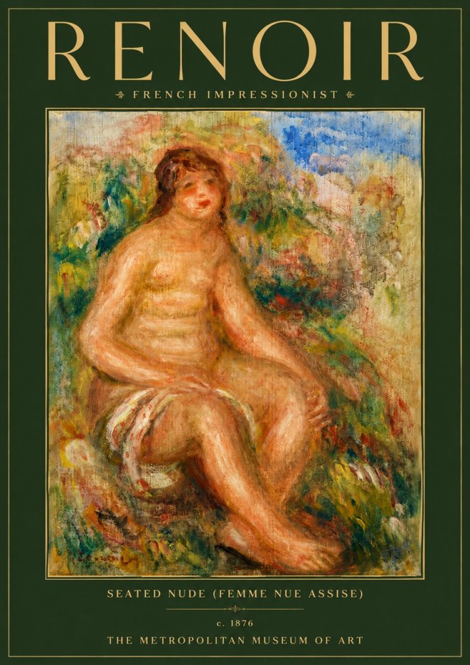 Renoir Seated Nude (Femme Nue Assise) No6 - Poster