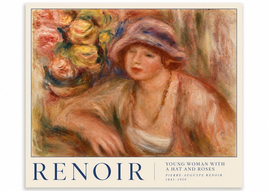 Renoir Young Woman with a Hat and Roses No3 - Poster