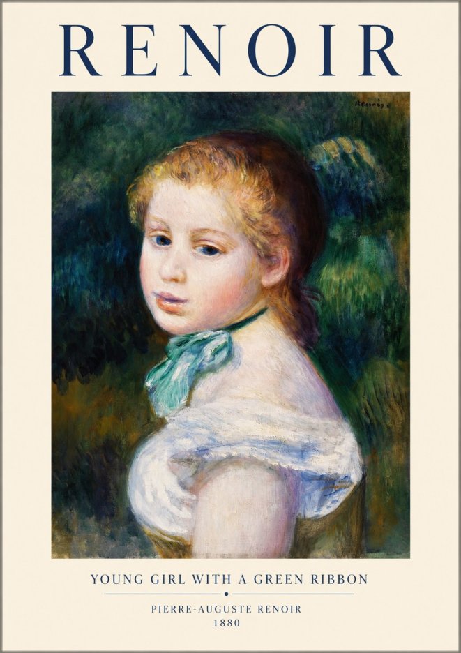 Renoir Young Girl with a Green Ribbon No1 - Poster