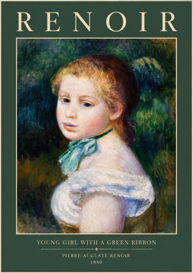 Renoir Young Girl with a Green Ribbon No2 - Poster