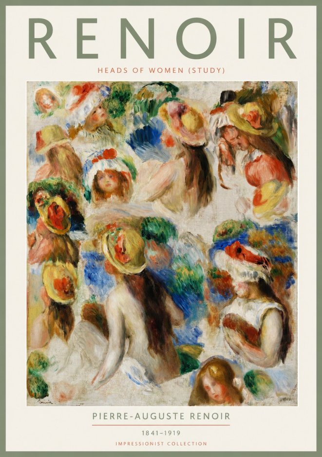 Renoir Heads of Women (Study) No2 - Poster
