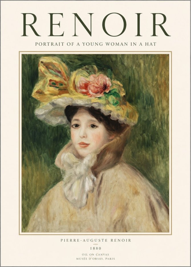 Renoir Portrait of a Young Woman in a Hat No1 - Poster