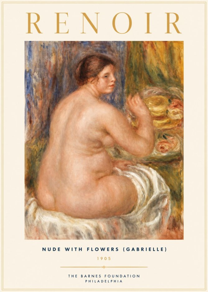 Renoir Seated Nude with Flowers (Also Known as the Large Bather) No2 - Poster