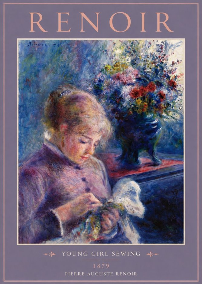 Renoir Young Girl Sewing No4 - Poster