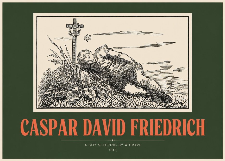 Caspar David Friedrich A Boy Sleeping by a Grave No2 - Poster