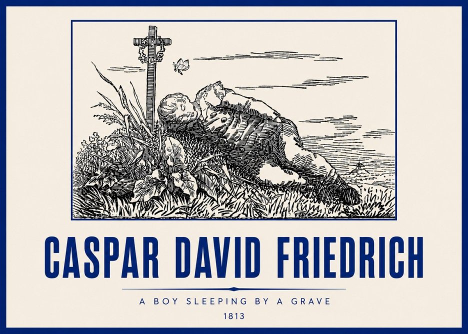 Caspar David Friedrich A Boy Sleeping by a Grave No6 - Poster