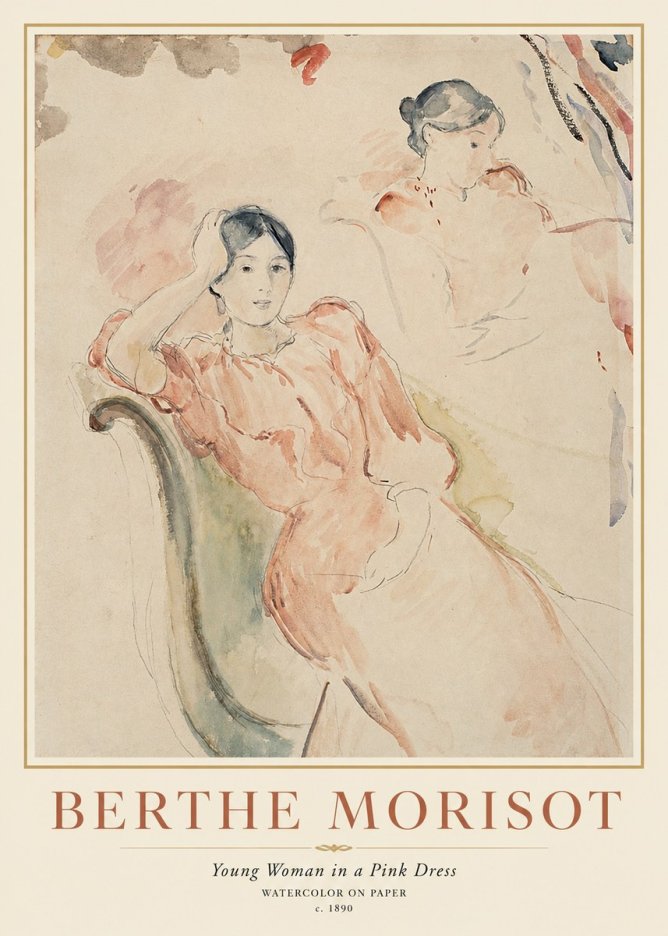Berthe Morisot Young Woman in a Pink Dress II No1 - Poster
