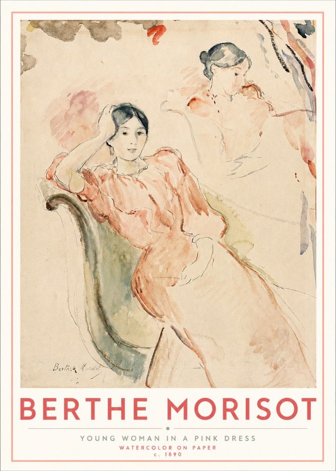 Berthe Morisot Young Woman in a Pink Dress II No3 - Poster