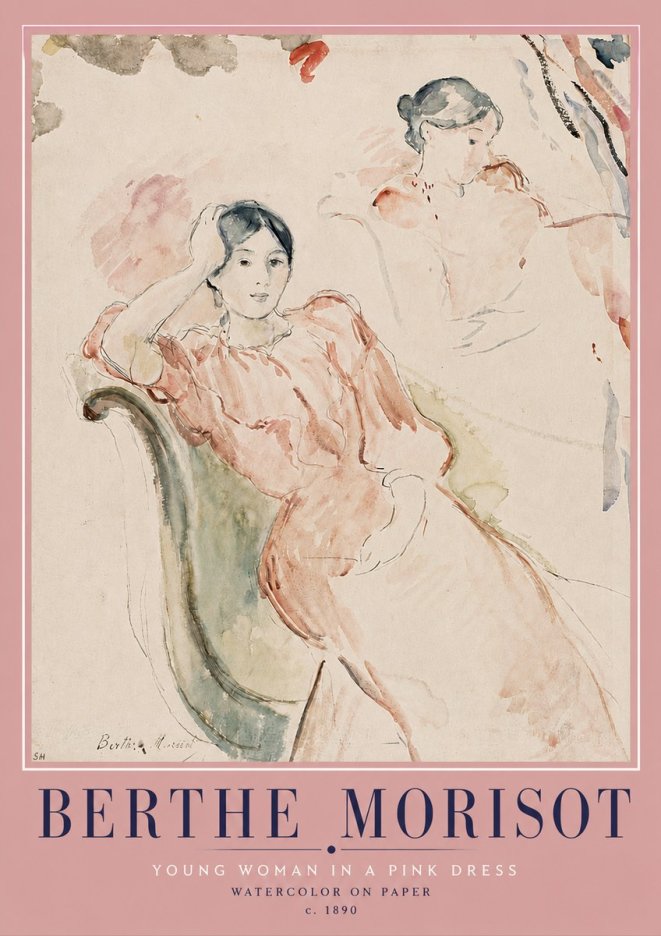 Berthe Morisot Young Woman in a Pink Dress II No4 - Poster