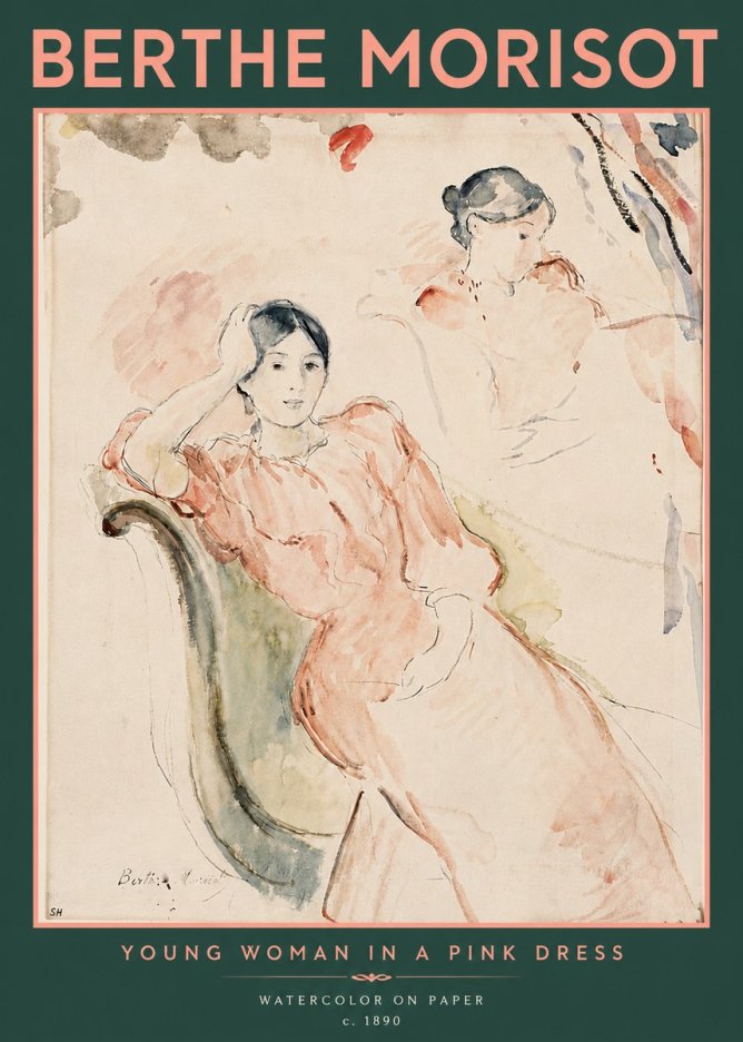 Berthe Morisot Young Woman in a Pink Dress II No5 - Poster