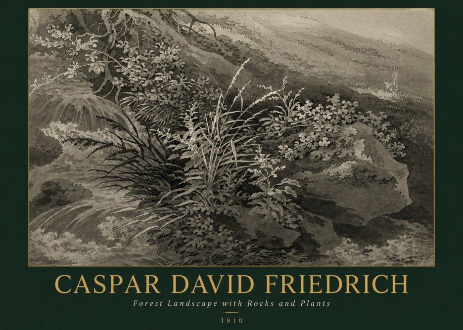 Caspar David Friedrich Forest Landscape with Rocks and Plants No3 - Poster