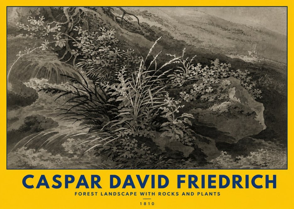 Caspar David Friedrich Forest Landscape with Rocks and Plants No5 - Poster