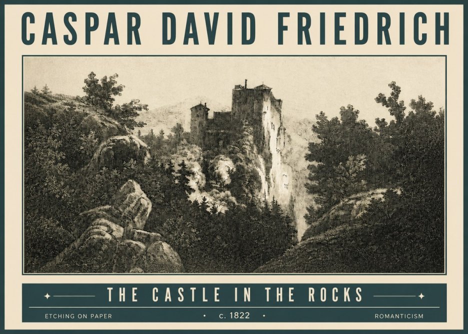 Caspar David Friedrich The Castle in the Rocks No4 - Poster