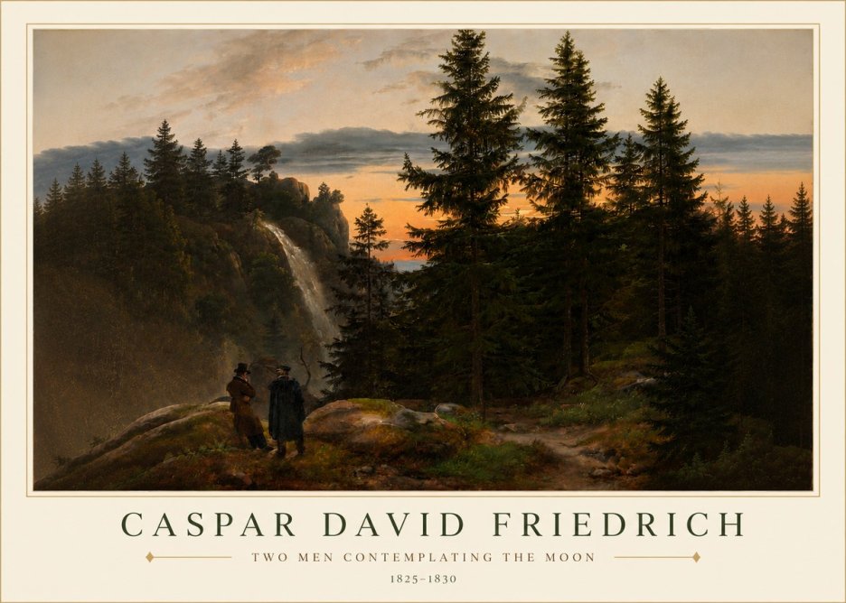 Caspar David Friedrich Two Men Contemplating the Moon I No3 - Poster