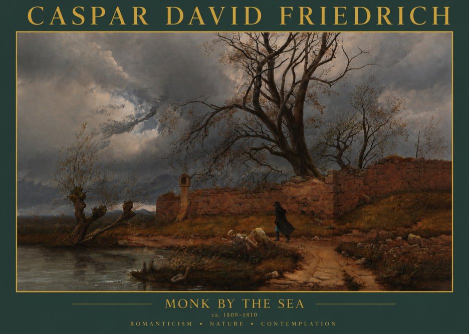 Caspar David Friedrich Autumn Landscape with Ruin No4 - Poster