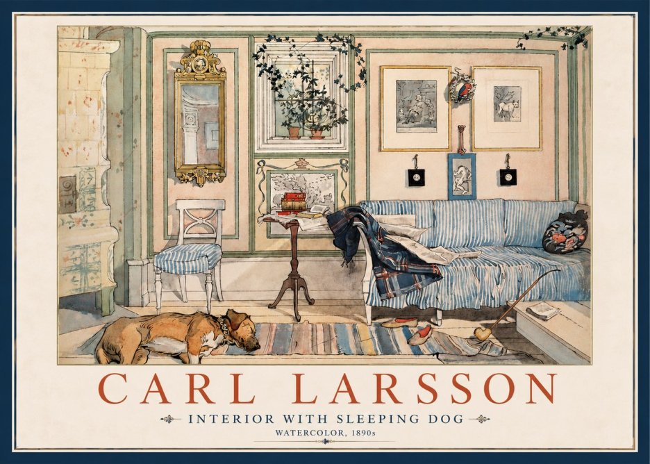Carl Larsson Interior with Sleeping Dog No2 - Poster