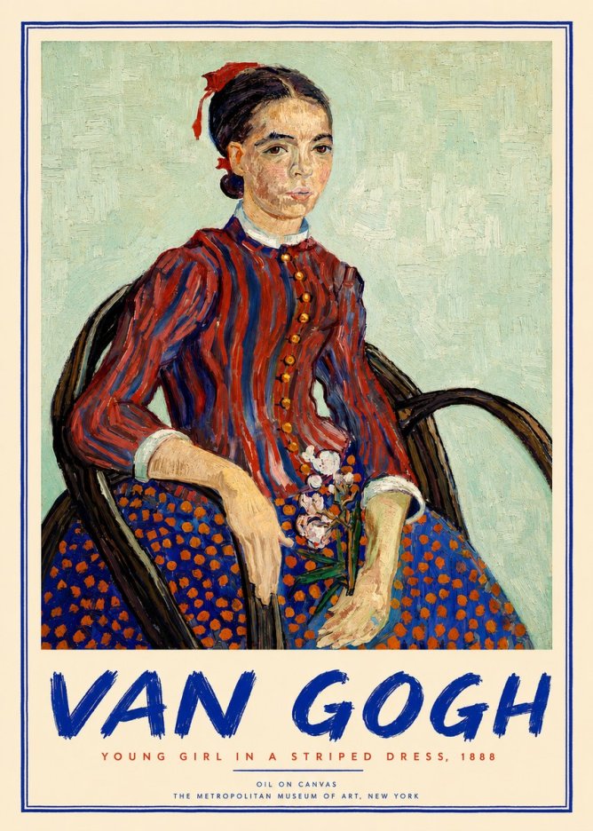 Van Gogh Young Girl in a Striped Dress, 1888 No2 - Poster