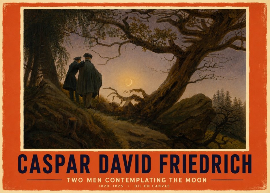 Caspar David Friedrich Two Men Contemplating the Moon II No4 - Poster