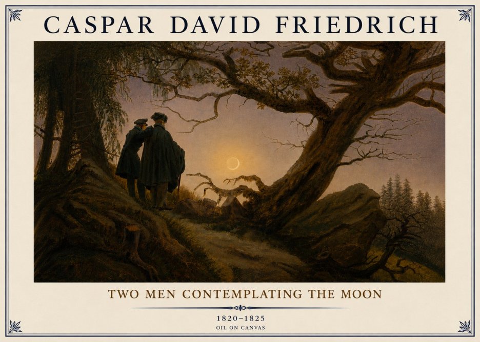 Caspar David Friedrich Two Men Contemplating the Moon II No6 - Poster