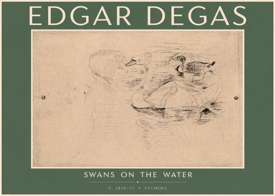 Edgar Degas Swans on the Water No4 - Poster