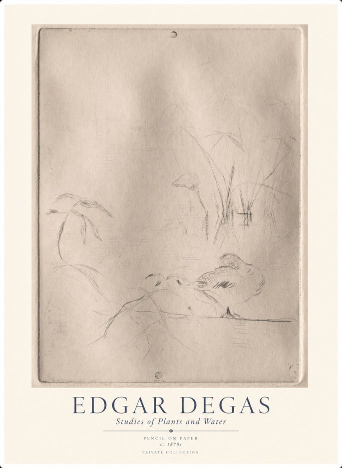 Edgar Degas Studies of Plants and Water No1 - Poster