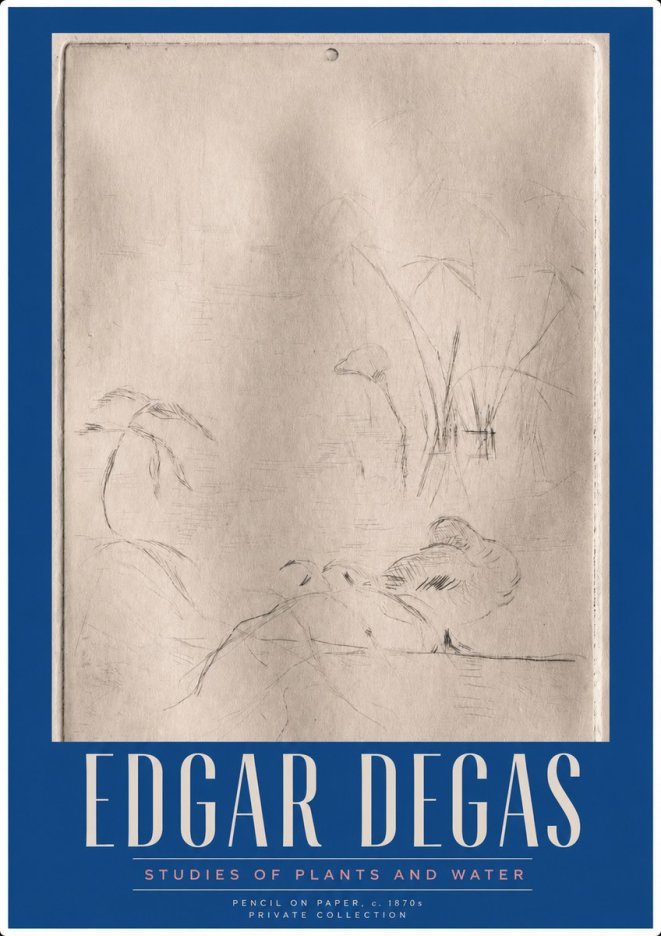 Edgar Degas Studies of Plants and Water No3 - Poster