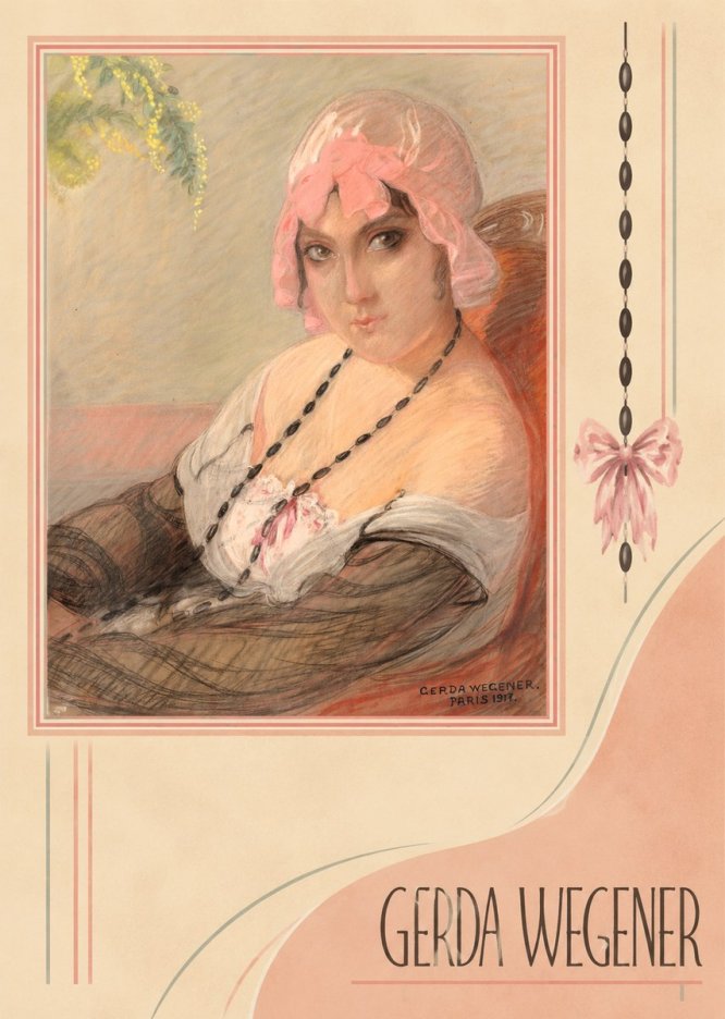 Gerda Wegener Woman in a Pink Bonnet No2 - Poster