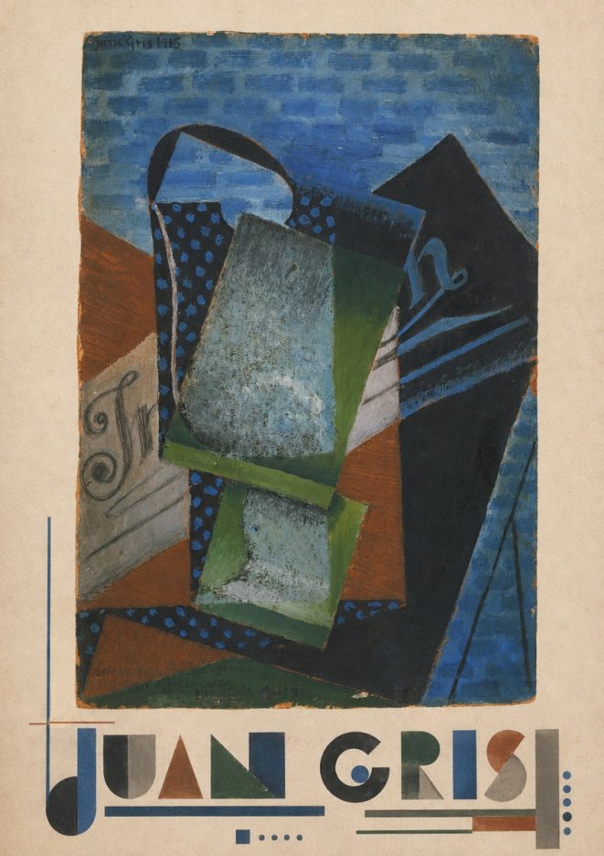 Juan Gris Still Life with Fruit Bowl and Bottle No3 - Poster