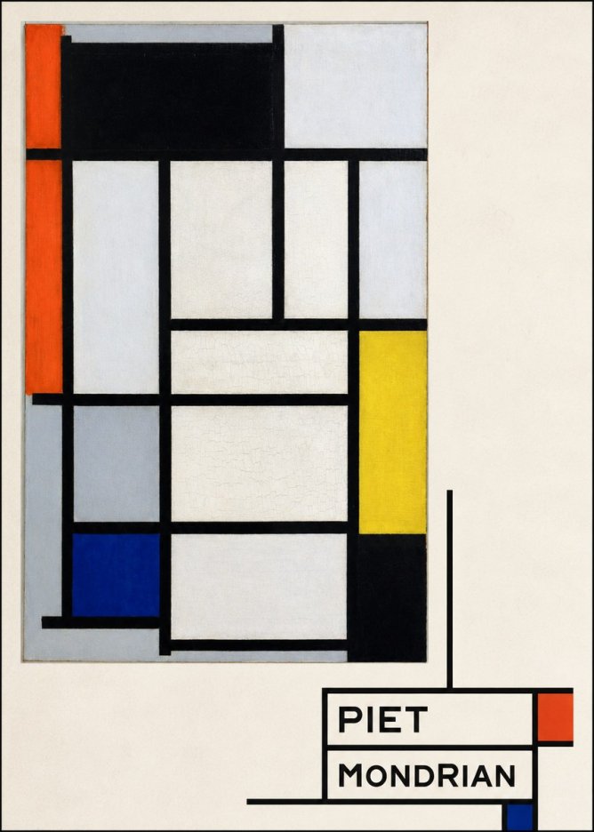 Piet Mondrian Composition with Red, Blue and Yellow No4 - Poster