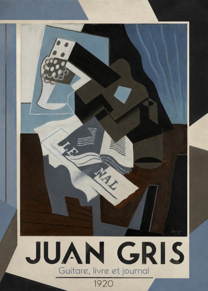 Juan Gris Guitare, Livre Et Journal No1 - Poster