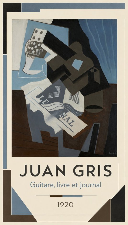 Juan Gris Guitare, Livre Et Journal No3 - Poster