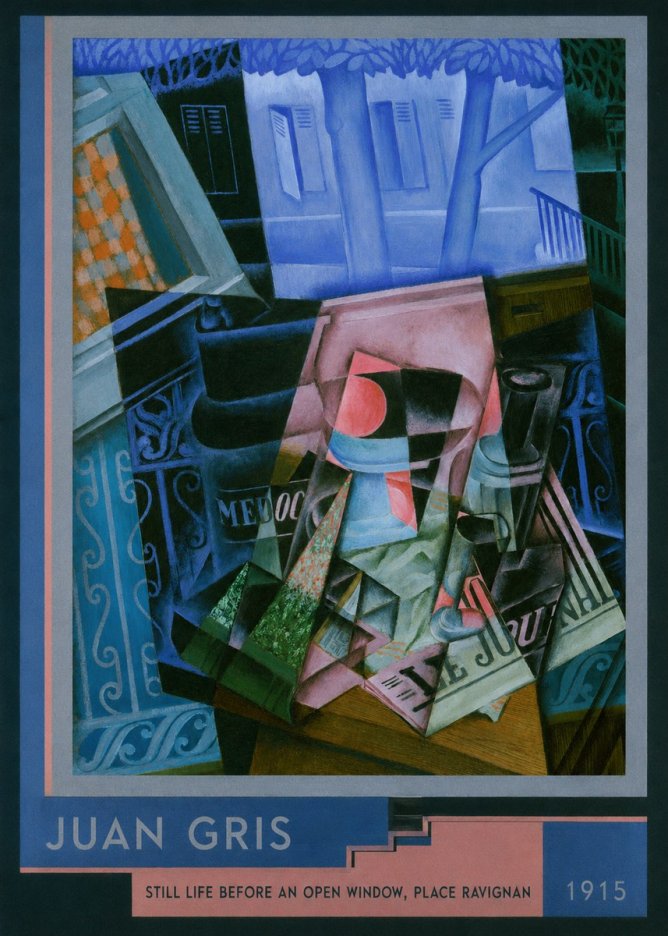 Juan Gris Still Life Before an Open Window, Place Ravignan No2 - Poster