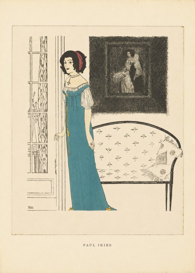 Paul Iribe Elegant Lady in Blue Dress No5 - Poster