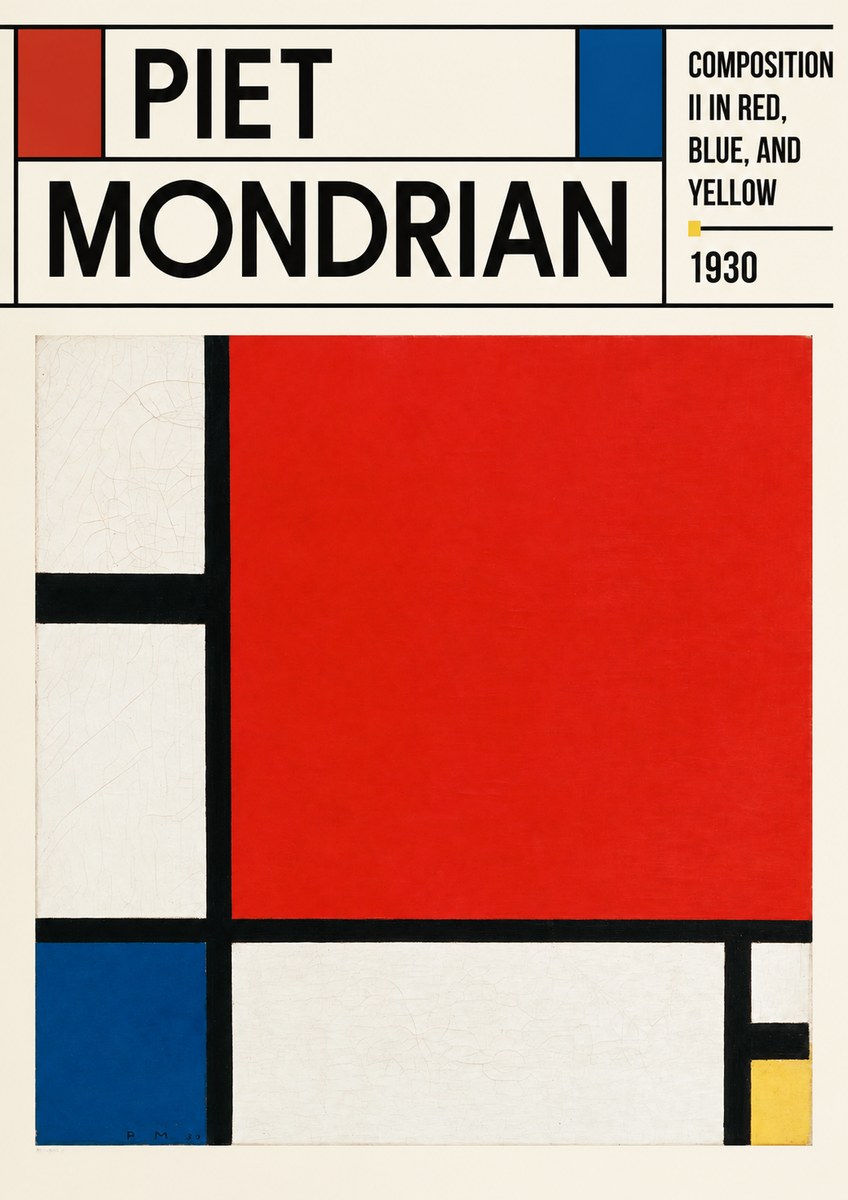 Piet Mondrian Composition Ii in Red, Blue, and Yellow No3 - Poster