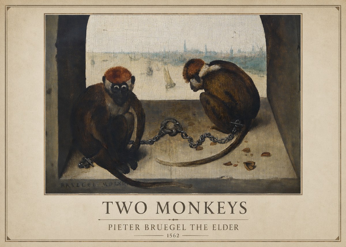 Pieter Bruegel Two Monkeys I No1 - Poster
