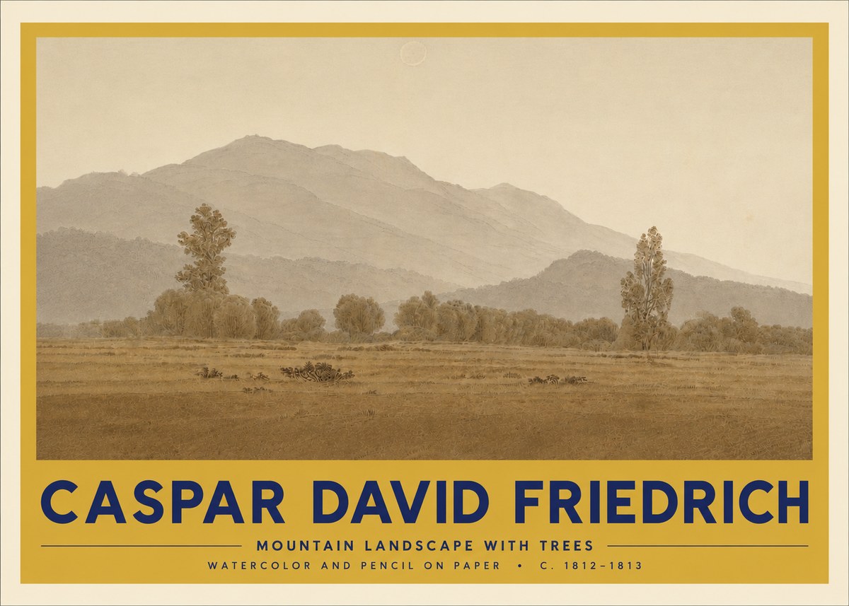 Caspar David Friedrich Mountain Landscape with Trees No3 - Poster