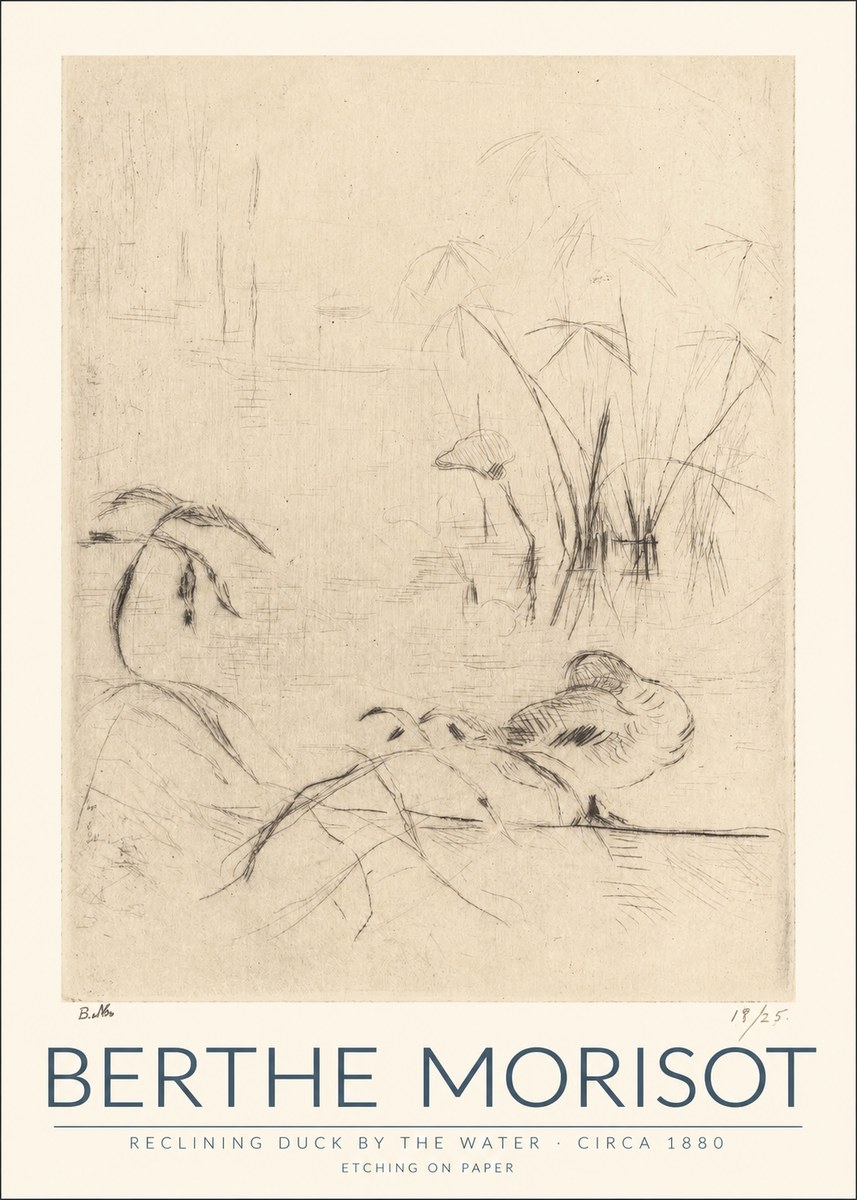 Berthe Morisot Reclining Duck by the Water No1 - Poster