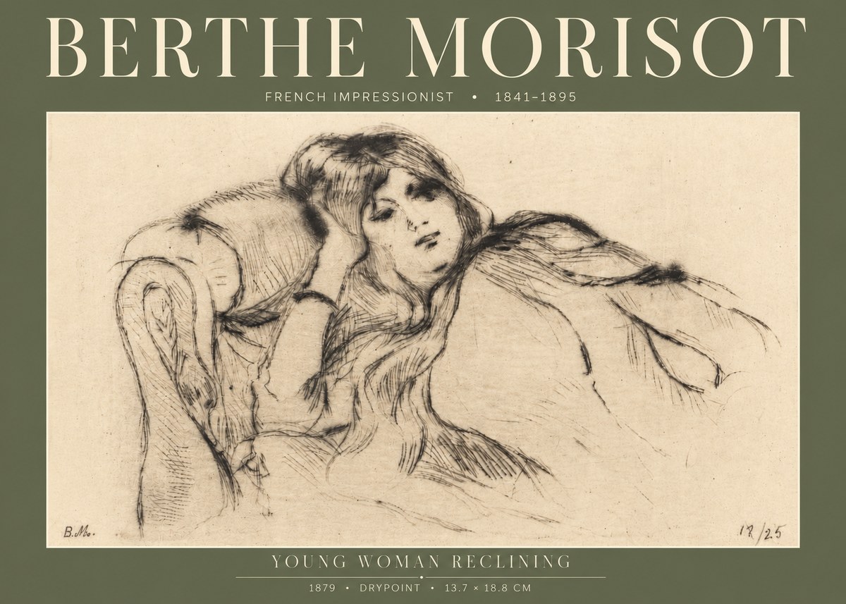 Berthe Morisot Young Woman Reclining II No4 - Poster