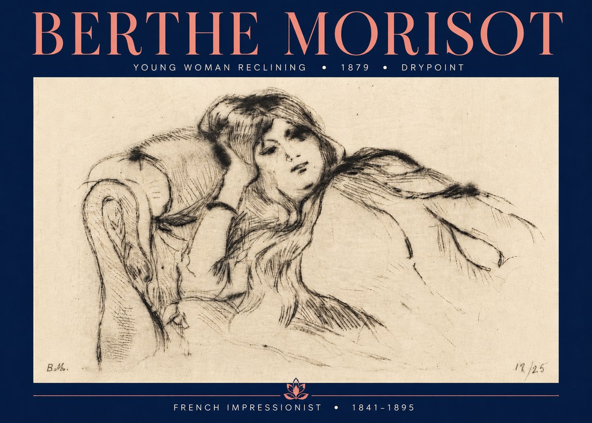 Berthe Morisot Young Woman Reclining II No6 - Poster