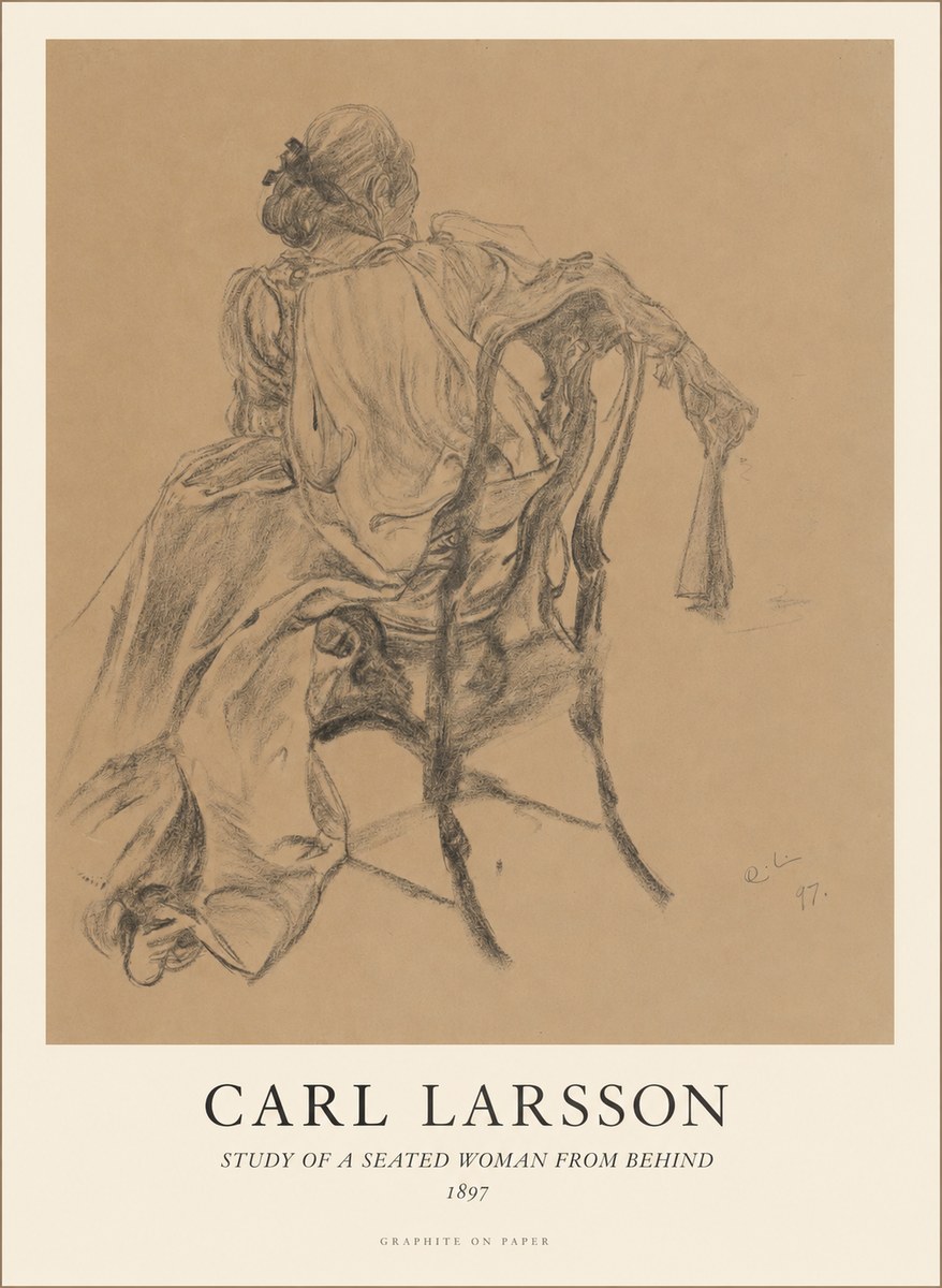 Carl Larsson Study of a Seated Woman from Behind No1 - Poster