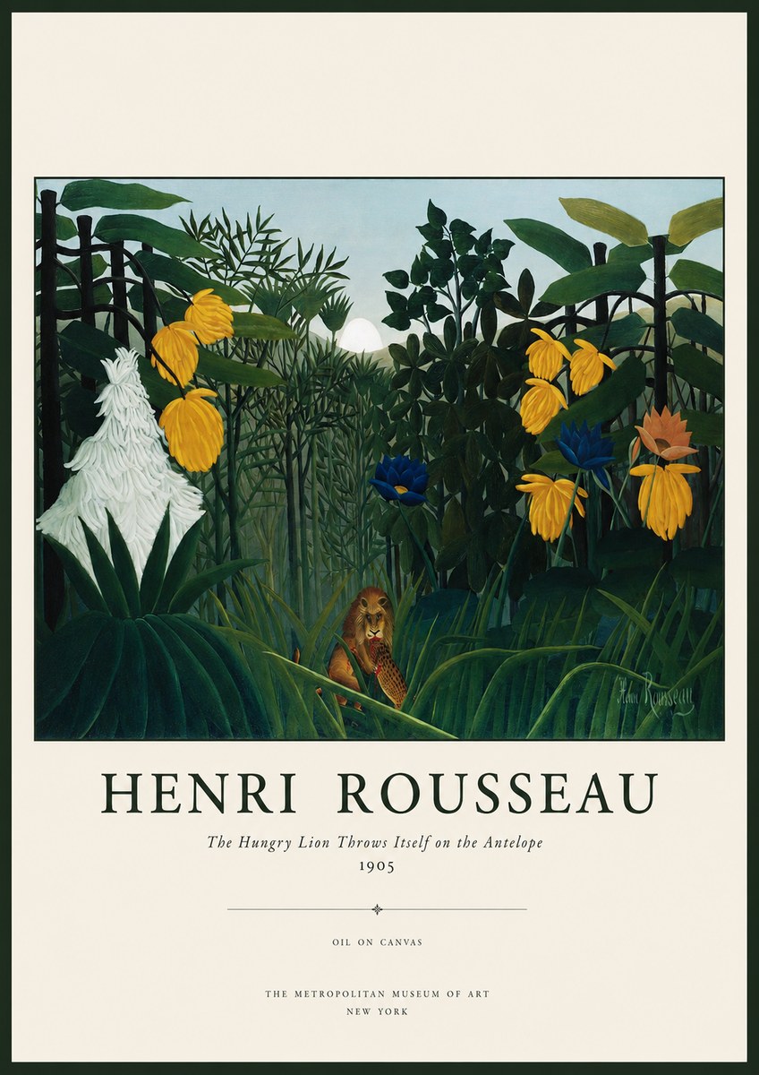 Rousseau The Hungry Lion Throws Itself on the Antelope No1 - Poster