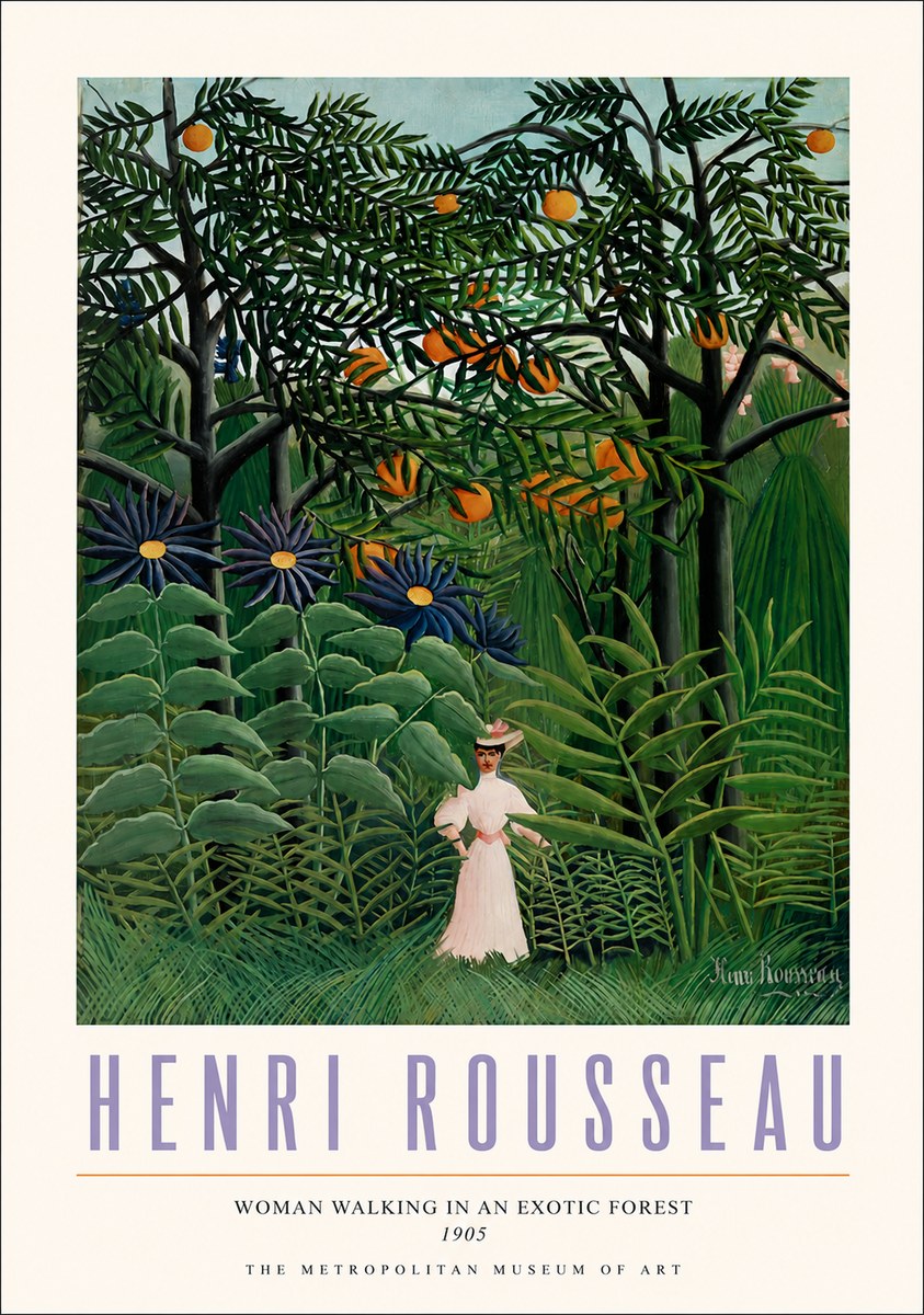 Rousseau Woman Walking in an Exotic Forest No3 - Poster