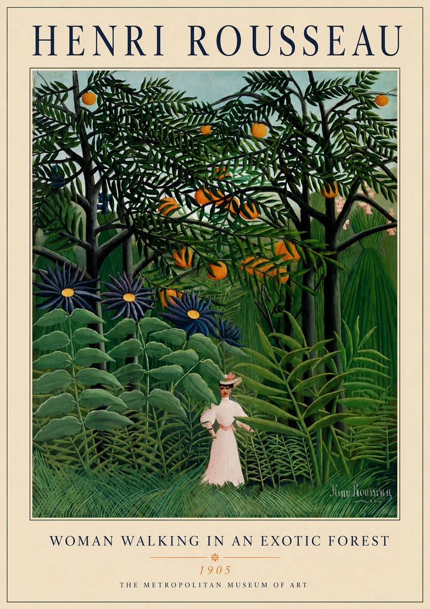 Rousseau Woman Walking in an Exotic Forest No4 - Poster