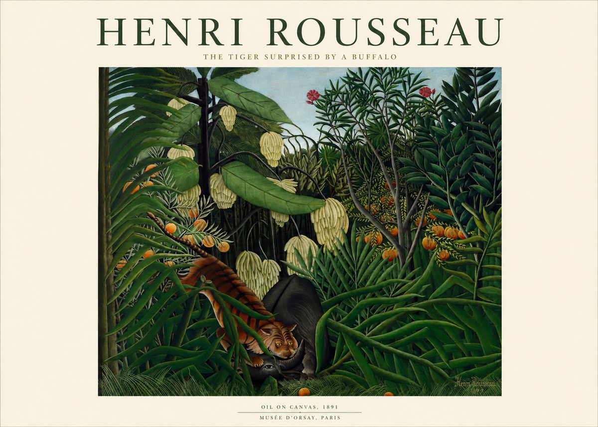 Rousseau The Tiger Surprised by a Buffalo No1 - Poster