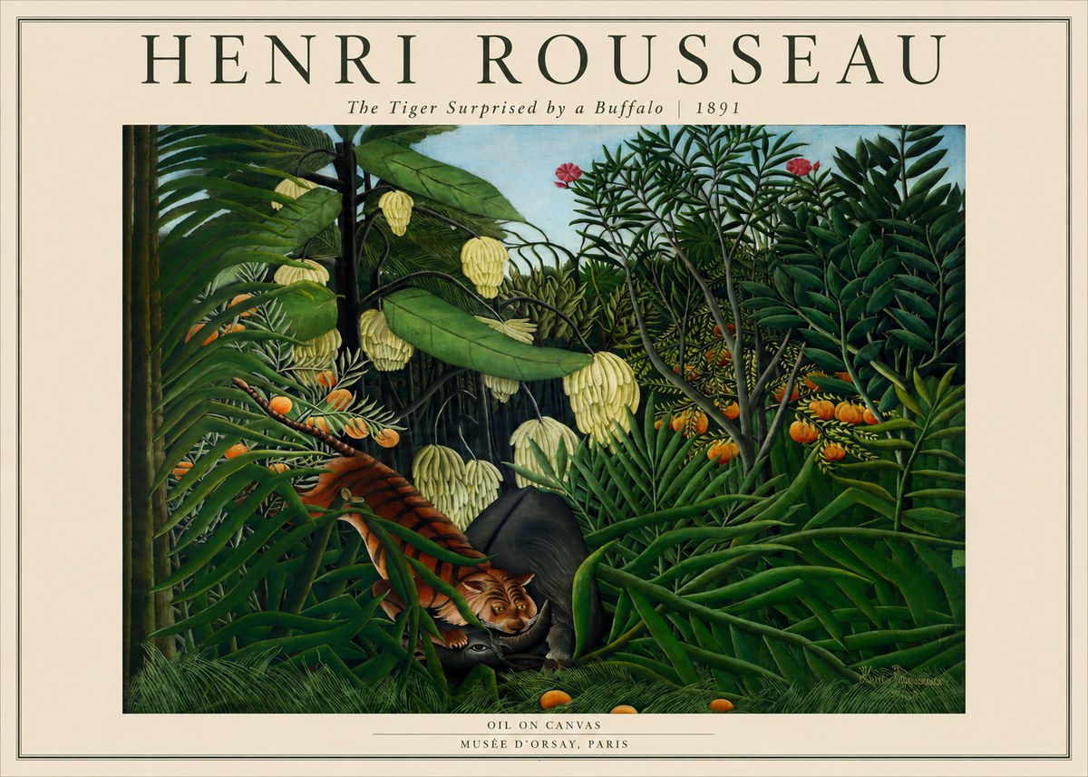 Rousseau The Tiger Surprised by a Buffalo No2 - Poster
