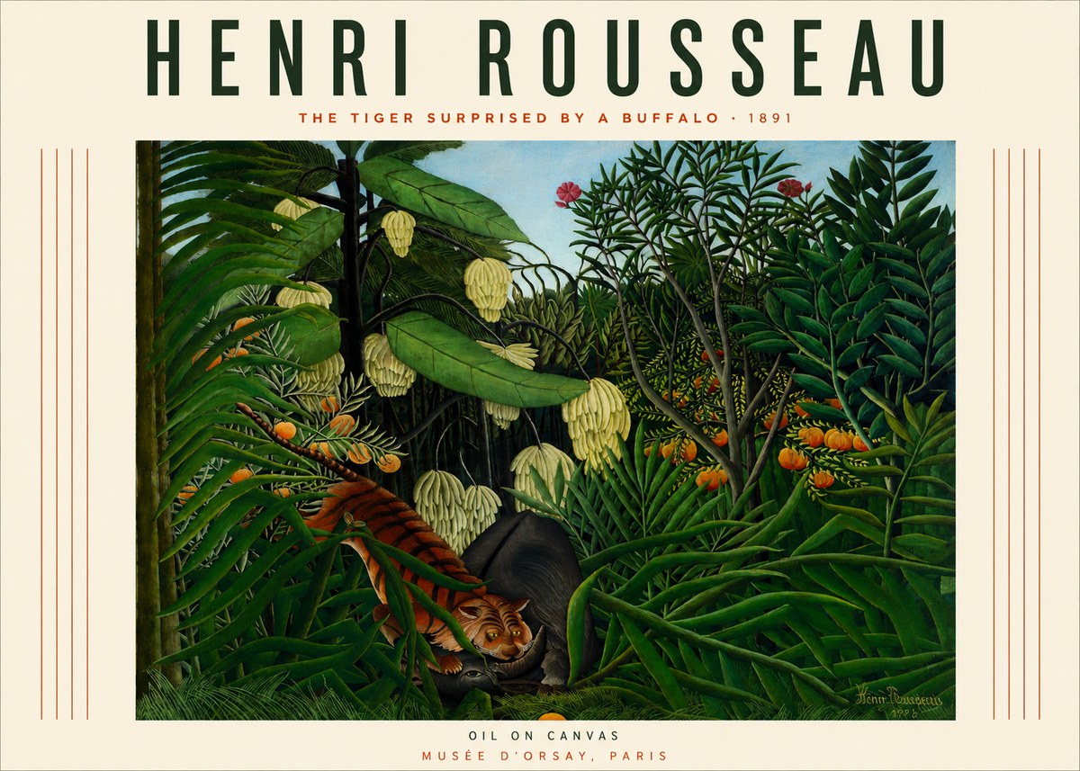 Rousseau The Tiger Surprised by a Buffalo No3 - Poster