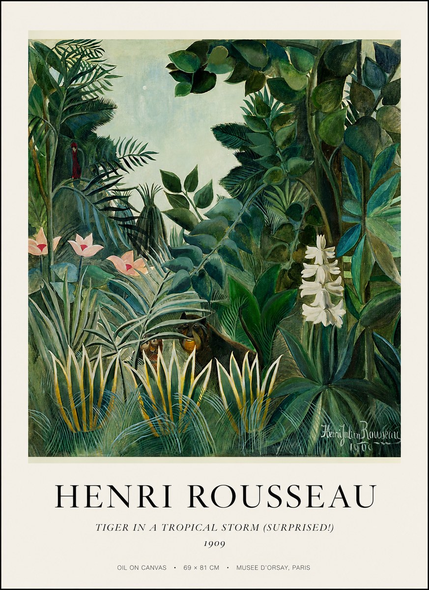 Rousseau Tiger in a Tropical Storm (Surprised!) No1 - Poster