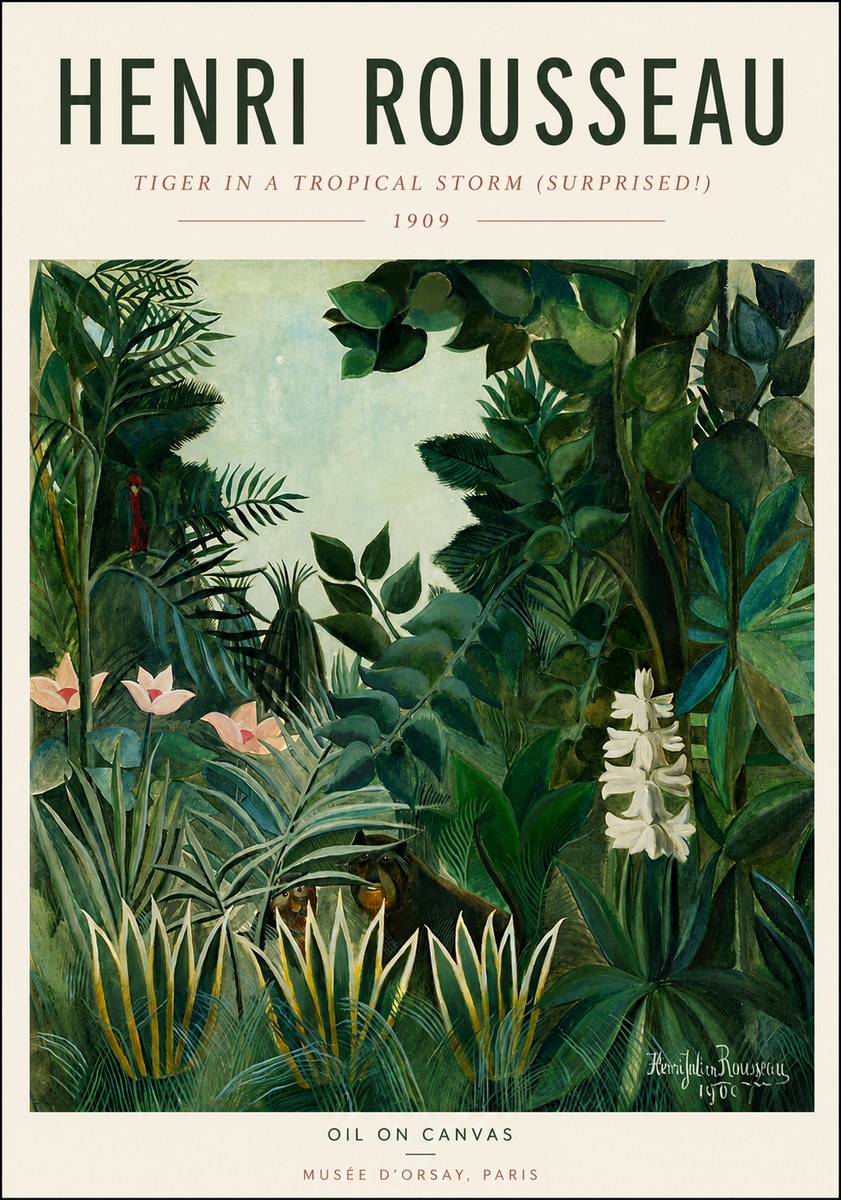 Rousseau Tiger in a Tropical Storm (Surprised!) No4 - Poster