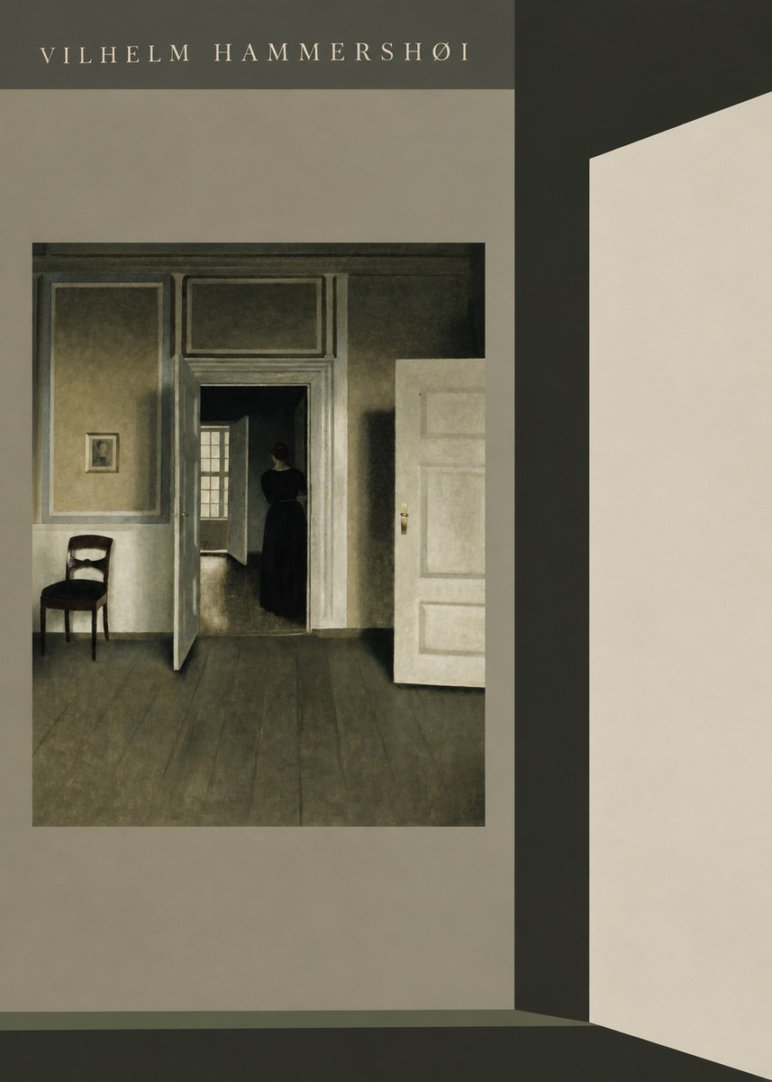 Vilhelm Hammershøi Interior with a Woman Seen from the Back No6 - Poster